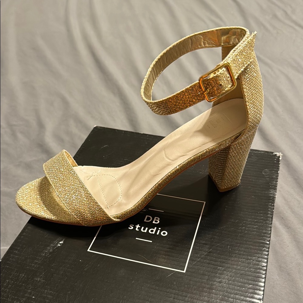 DB Studio Gold Glitter Heels
